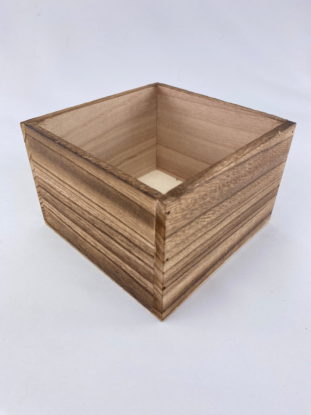 Square wooden containers - brown wash - Greenery Marketwreath base & containers7940BR