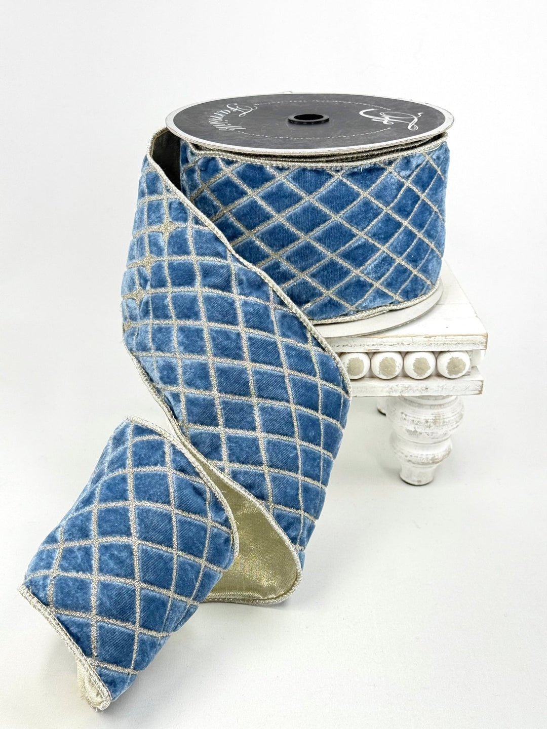 Steel Blue Metallic Diamond Farrisilk Wired Ribbon - 4" AS - IS - Greenery MarketRibbons & TrimRG454