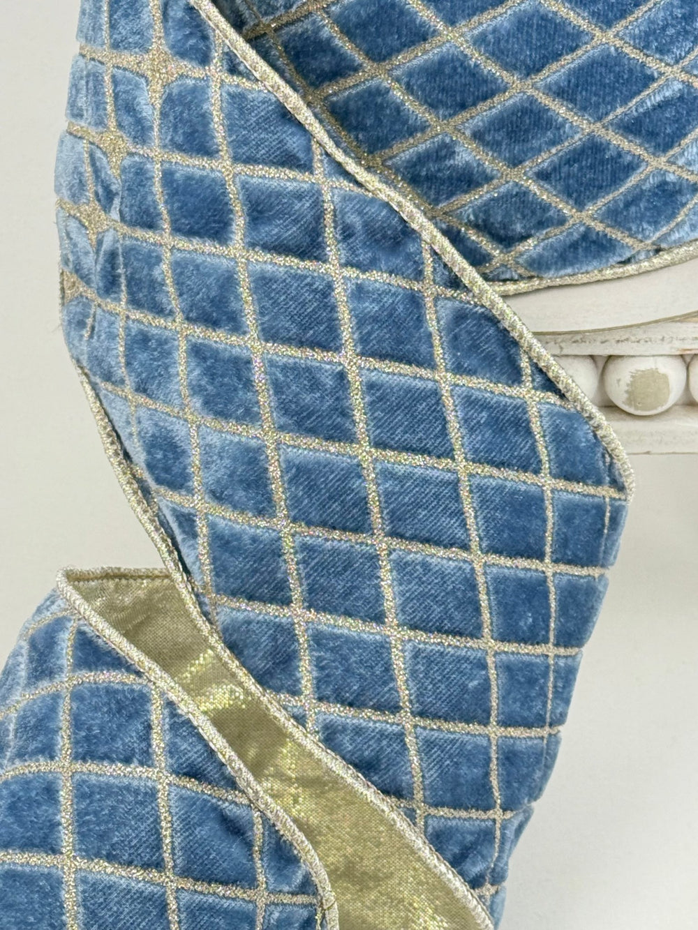 Steel Blue Metallic Diamond Farrisilk Wired Ribbon - 4" AS - IS - Greenery MarketRibbons & TrimRG454