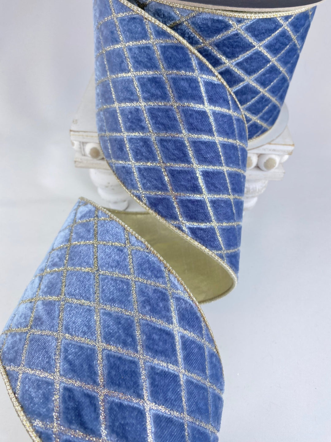 Steel Blue Metallic Diamond Farrisilk Wired Ribbon - 4" - Greenery MarketRG454 - 17