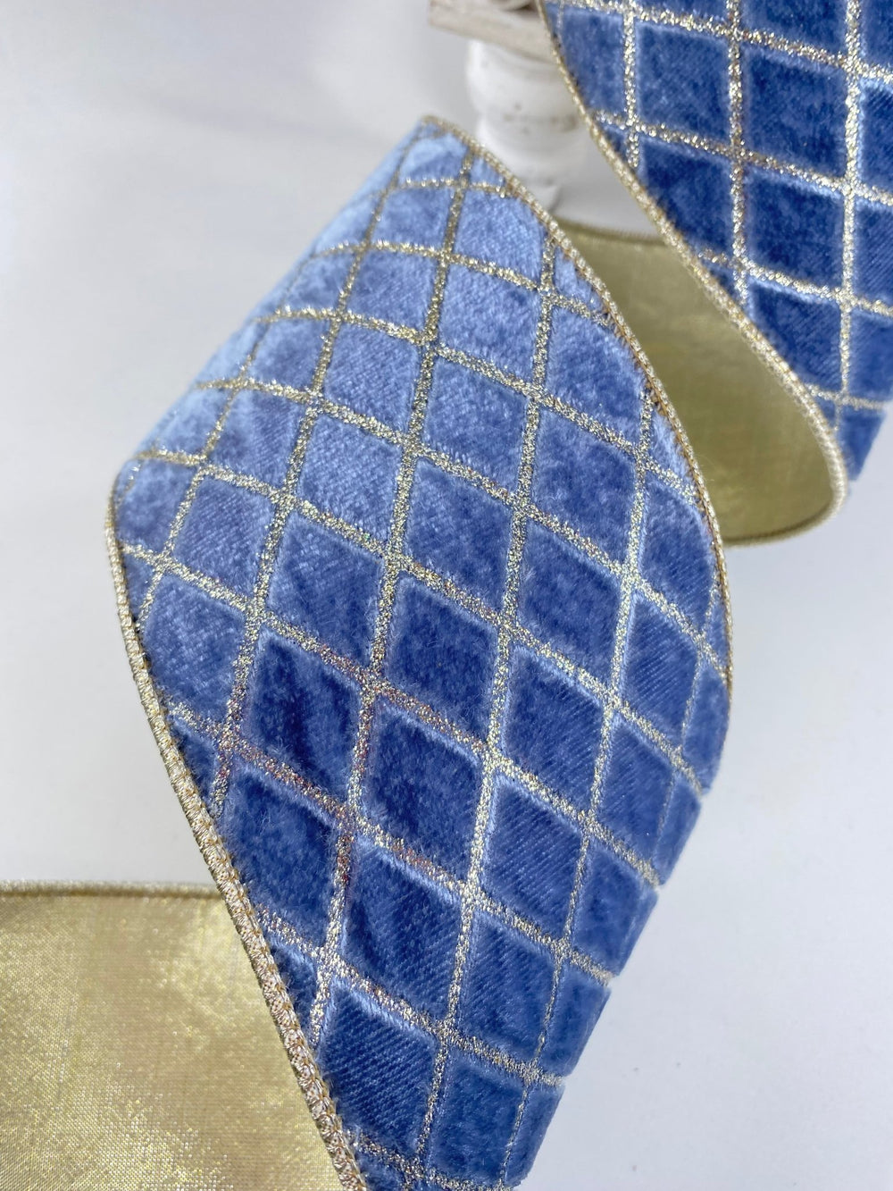 Steel Blue Metallic Diamond Farrisilk Wired Ribbon - 4" - Greenery MarketRG454 - 17