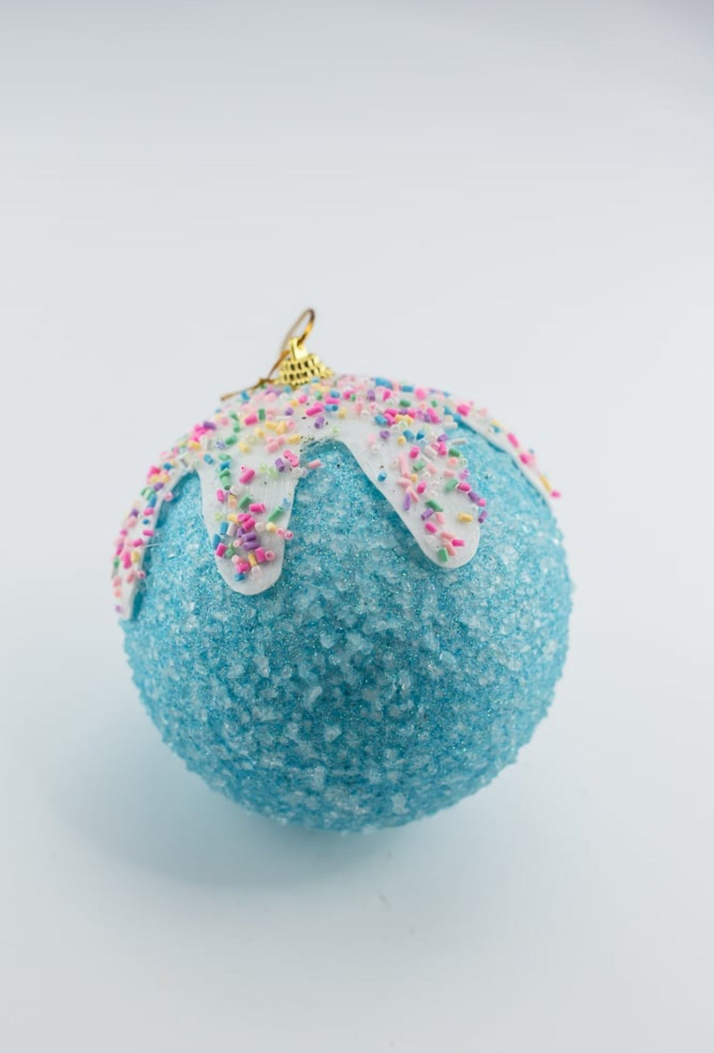 Sugared blue ornament with icing and sprinkles 5” - Greenery Market85789BL