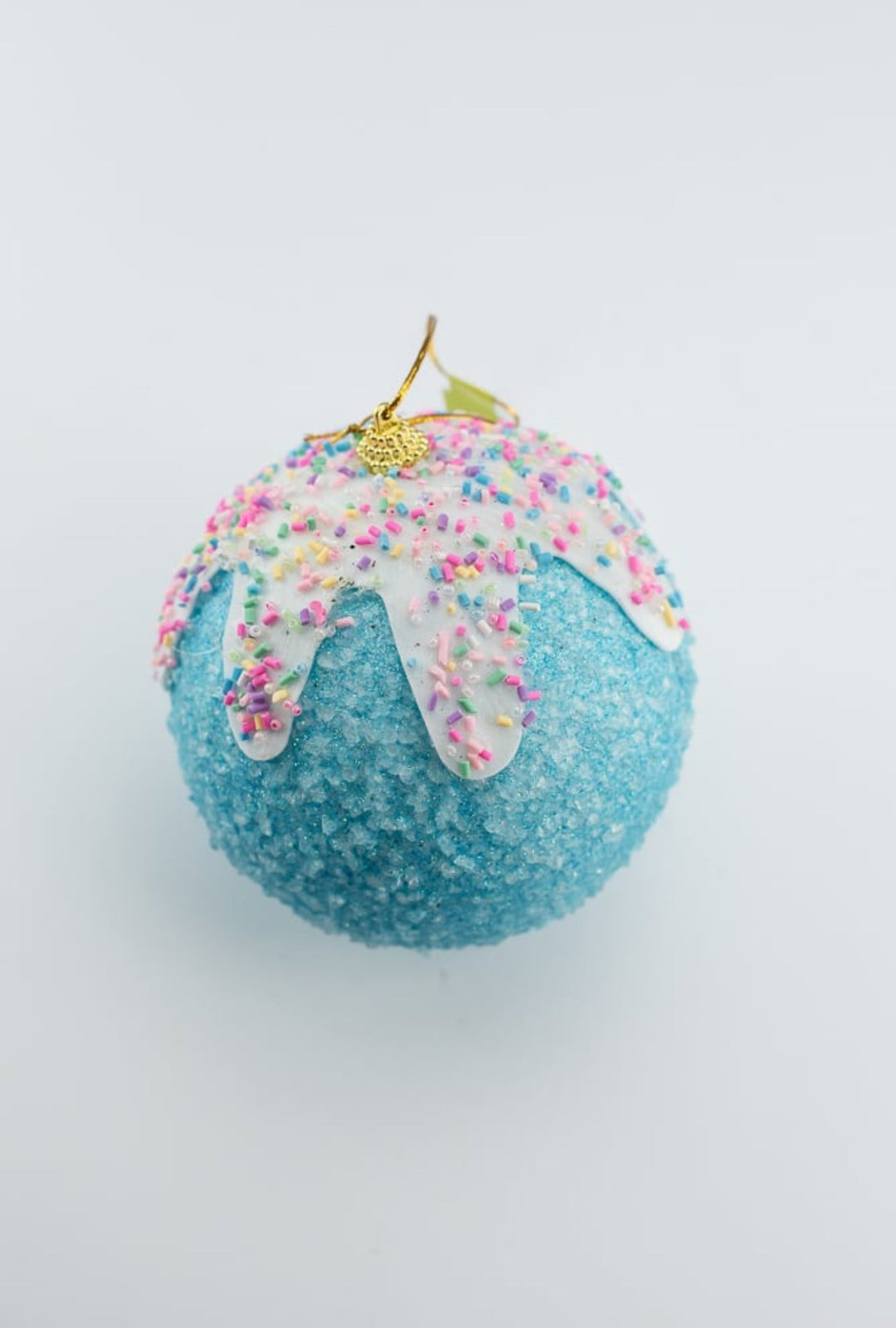 Sugared blue ornament with icing and sprinkles 5” - Greenery Market85789BL