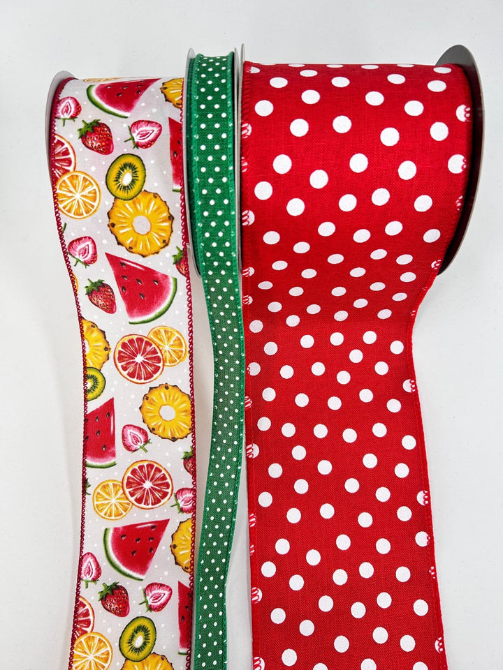 Summer Fruit bow bundle x 3 wired ribbons - Greenery MarketWired ribbon