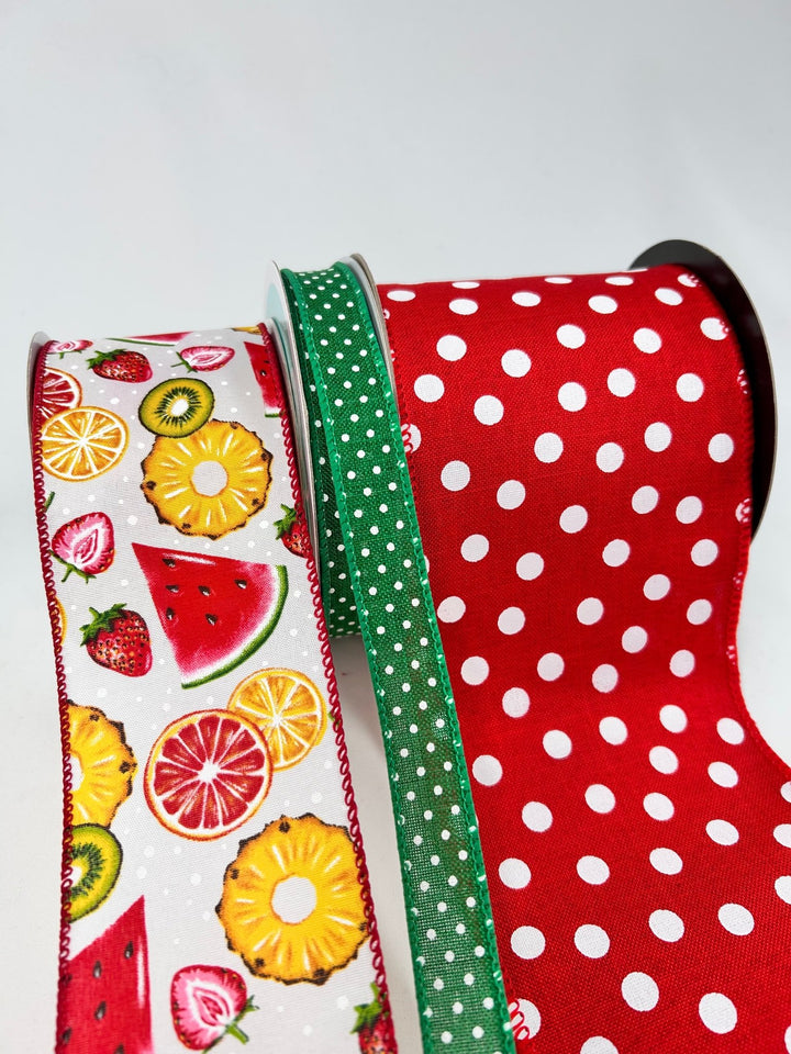 Summer Fruit bow bundle x 3 wired ribbons - Greenery MarketWired ribbon