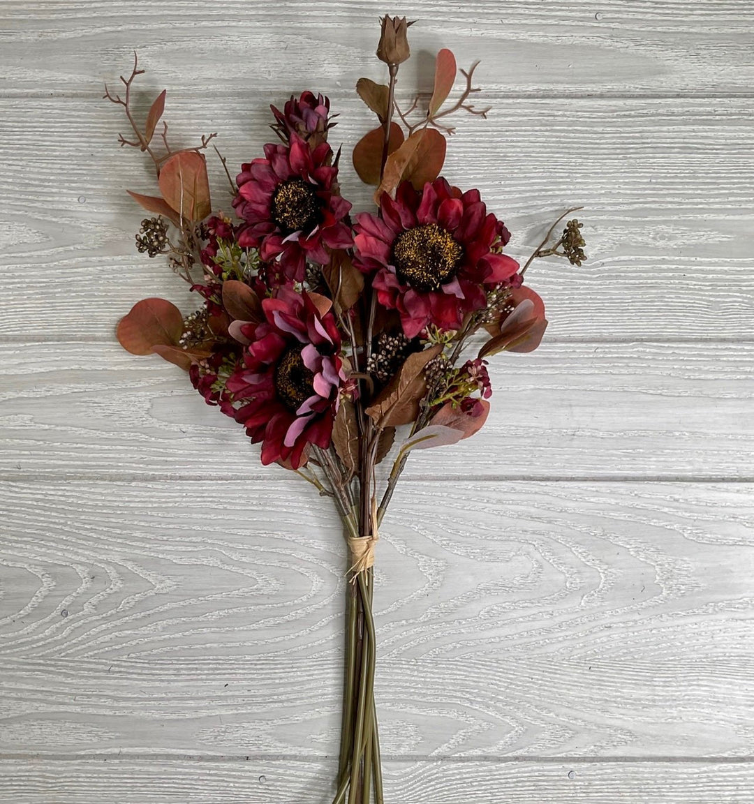 Sunflower and eucalyptus mixed bundle - burgundy - Greenery MarketArtificial Flora26340