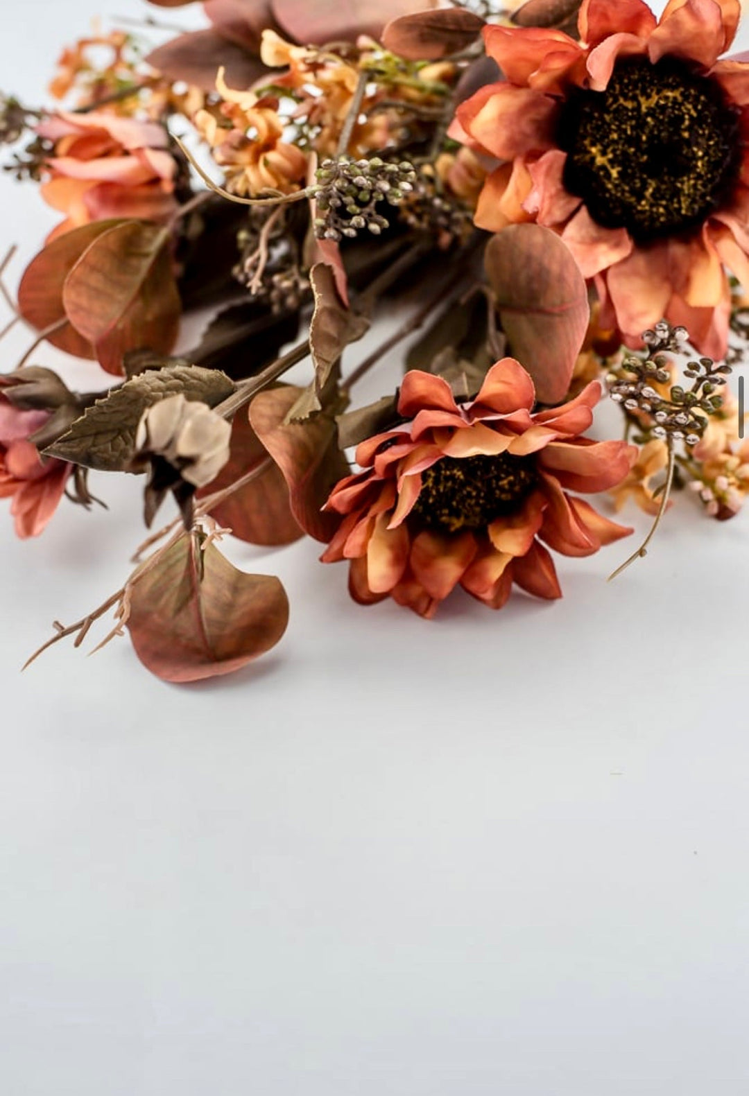 Sunflowers and eucalyptus mixed bundle - orange - Greenery MarketArtificial Flora26339