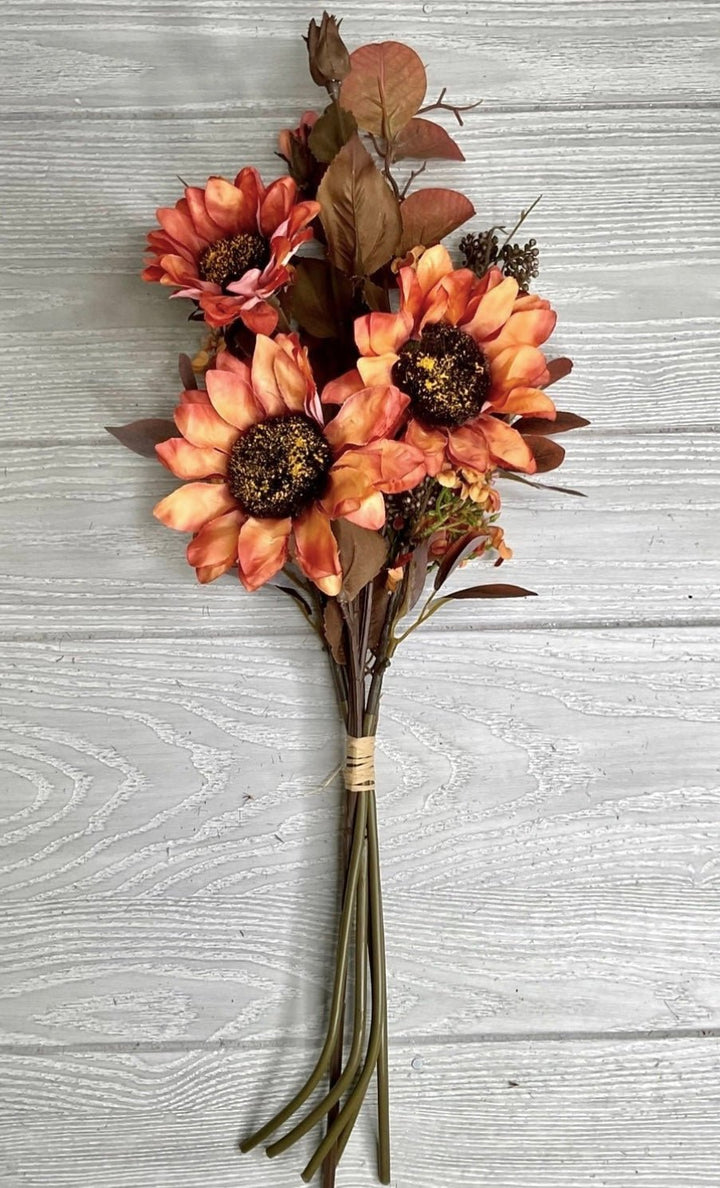 Sunflowers and eucalyptus mixed bundle - orange - Greenery MarketArtificial Flora26339 x 6