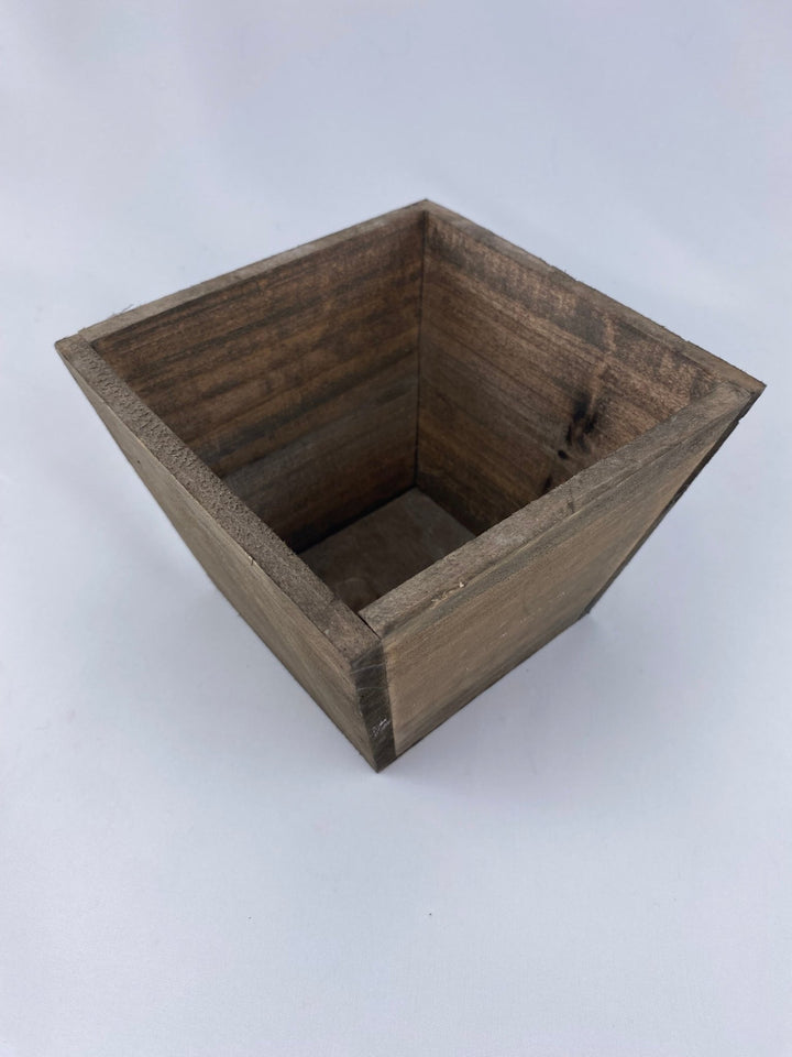 Tapered square wooden containers - brown stain - Greenery Marketwreath base & containers139210 - BR