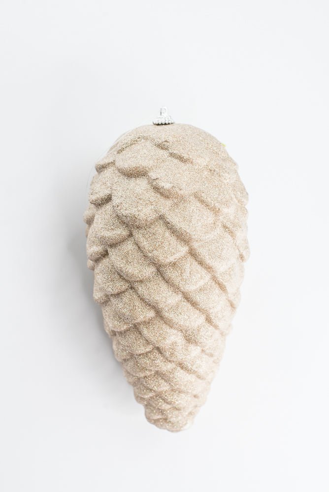 Taupe Ornament Glitter Pinecone - 9" - Greenery MarketArtificial Flora86882TAUPE