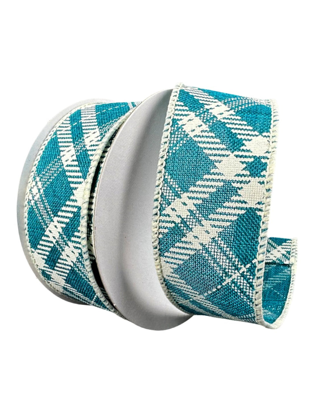 Teal and ivory plaid wired ribbon, 1.5" - Greenery MarketWired ribbon61316 - 09 - 33