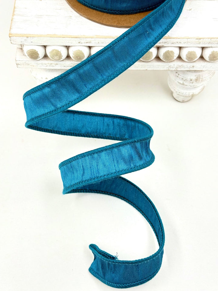 Teal Dupioni Wired Ribbon 1" - Greenery MarketWired ribbon9100W-360-25E
