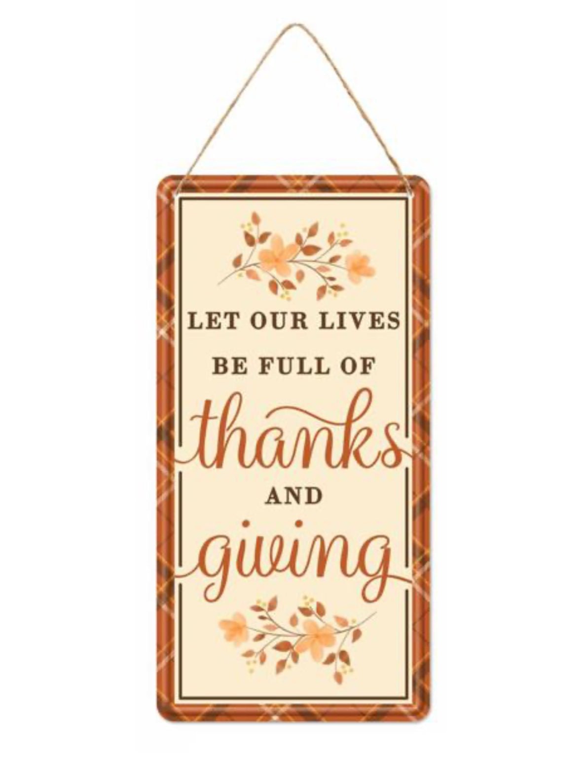 Thankful fall sign embossed metal - Greenery Marketsigns for wreathsMD1221