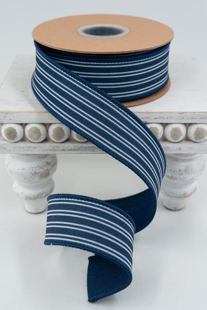 Ticking Stripe Navy Wired RIbbon - 1.5" - Greenery MarketWired Ribbon9557W-370-38E