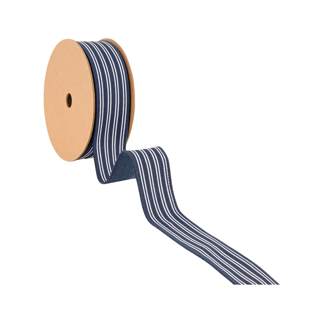 Ticking Stripe Navy Wired RIbbon - 1.5" - Greenery MarketWired Ribbon9557W-370-38E