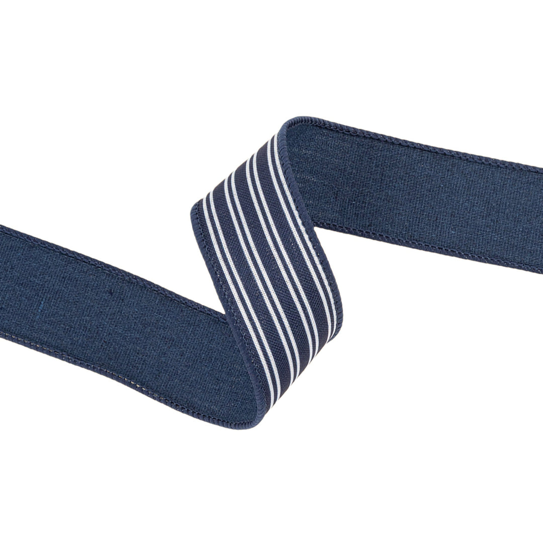 Ticking Stripe Navy Wired RIbbon - 1.5" - Greenery MarketWired Ribbon9557W-370-38E