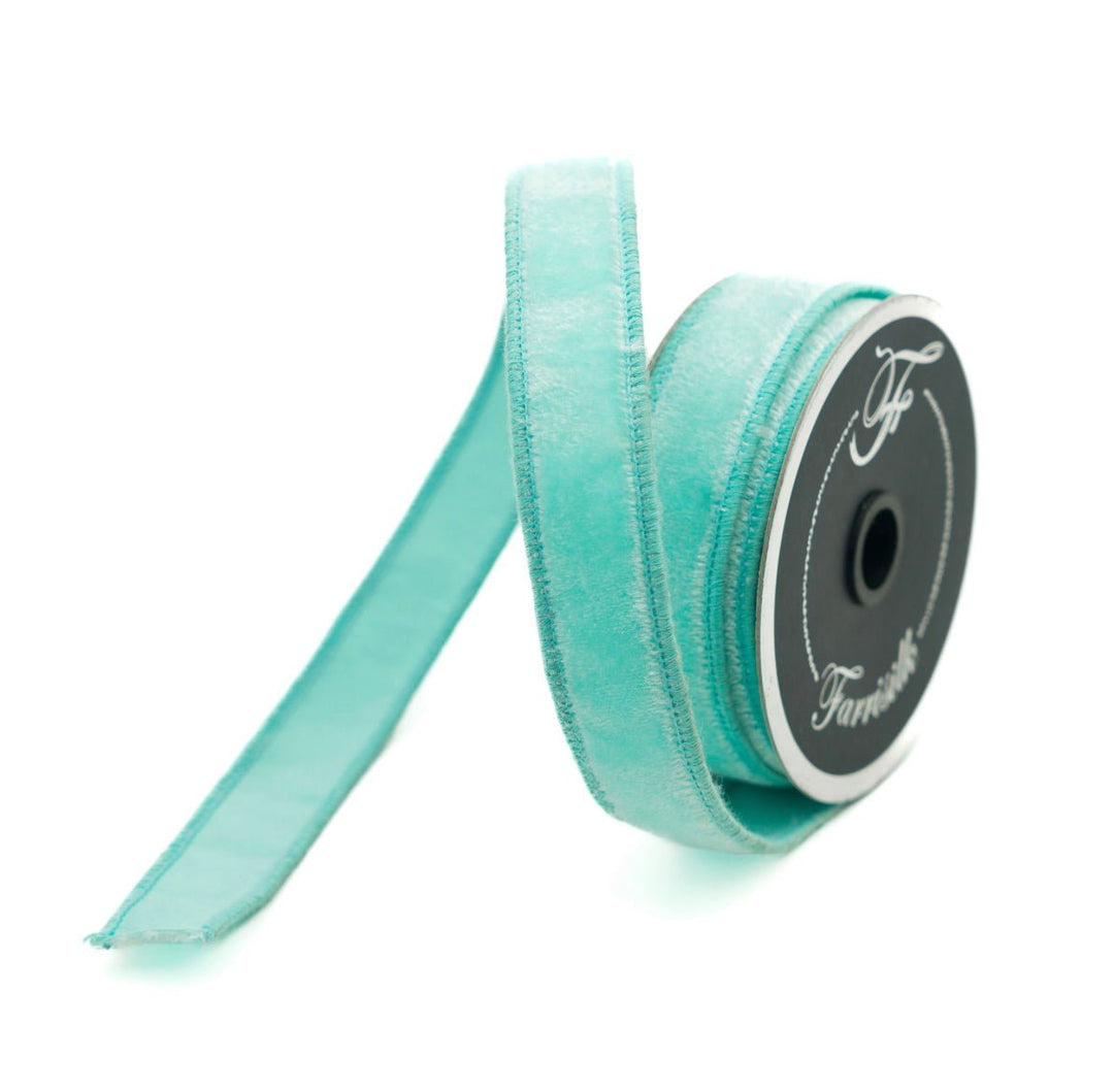 Tiffany blue plush velvet luster 1” farrisilk wired ribbon - Greenery MarketRibbons & TrimRG008-80