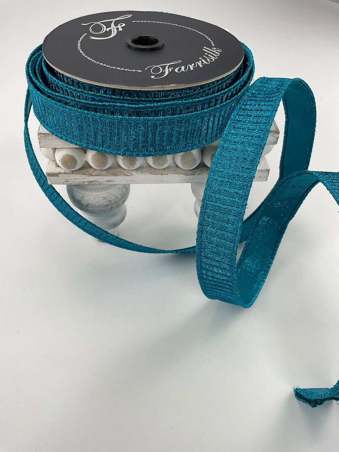 Turquoise 1” pleated metallic farrisilk wired ribbon - Greenery MarketRibbons & TrimRK437-79