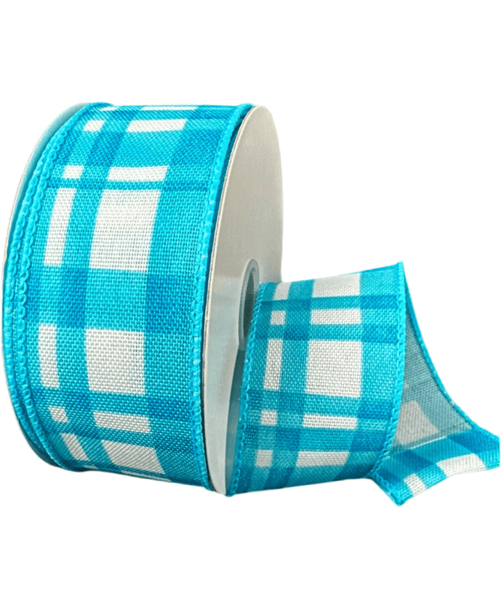Turquoise Plaid Wired Ribbon, 1.5” - Greenery Marketwired ribbon41546 - 09 - 39