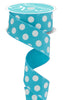 Turquoise with white polka dots wired ribbon 1.5" - Greenery MarketWired ribbonRGE152434