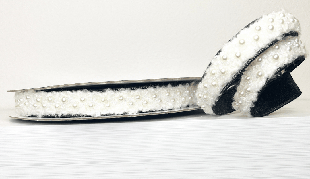 Tweed & Pearl Black Velvet Wired Ribbon - 1" - Greenery Market25 - B295 - 3