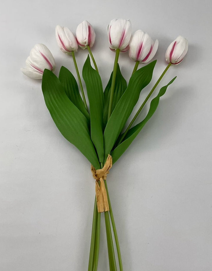 Two tone pink white life like tulip bundle - Greenery Market3876 - CCER