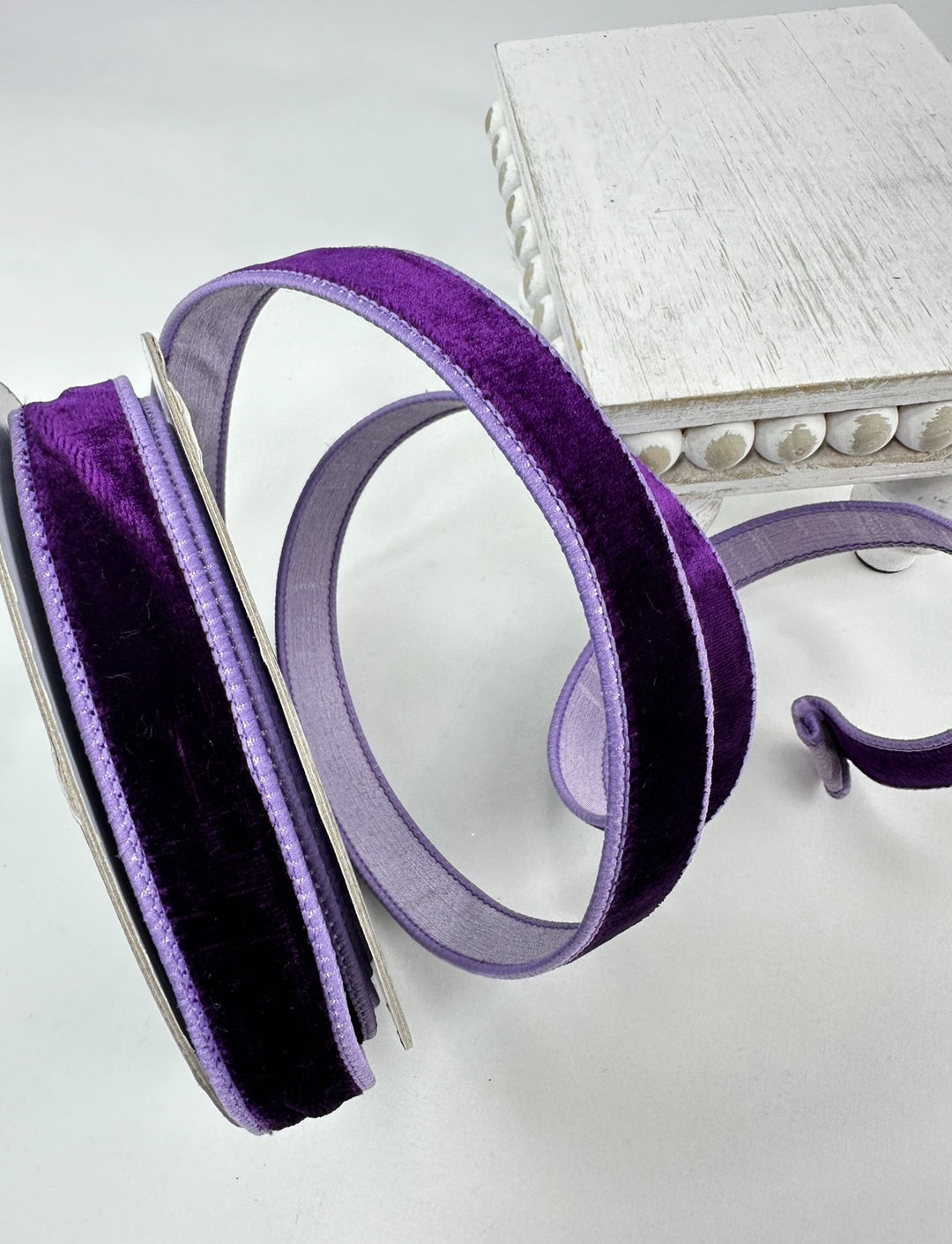 Two tone purple plush velvet luster 1” farrisilk wired ribbon - Greenery MarketRibbons & TrimRK130-07