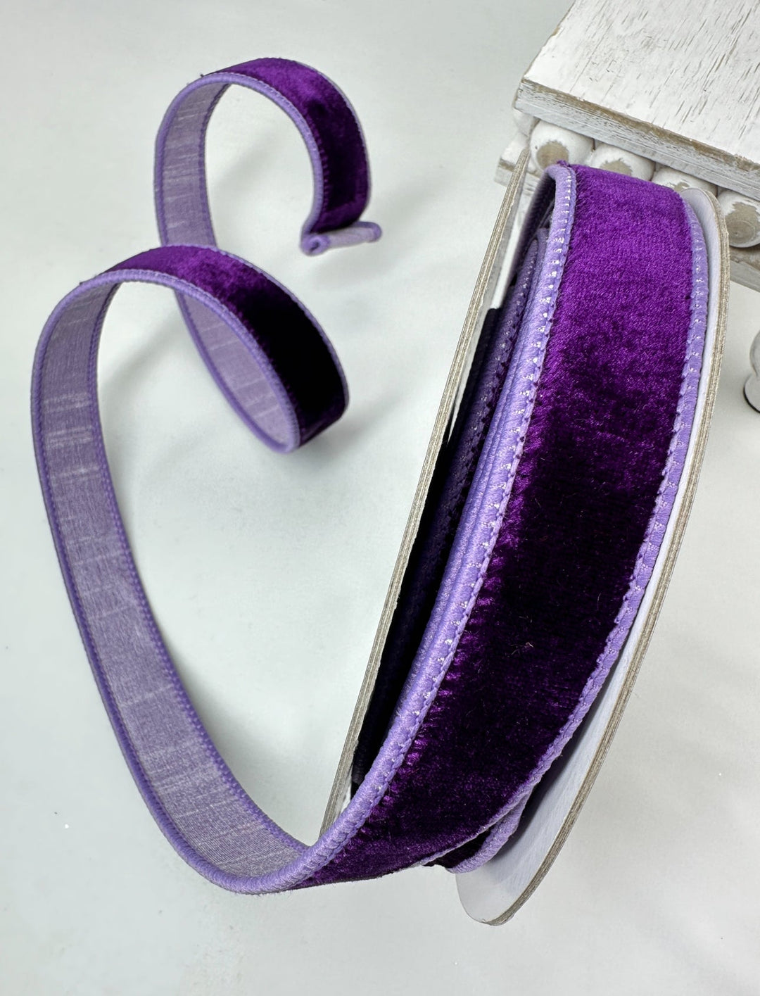 Two tone purple plush velvet luster 1” farrisilk wired ribbon - Greenery MarketRibbons & TrimRK130-07