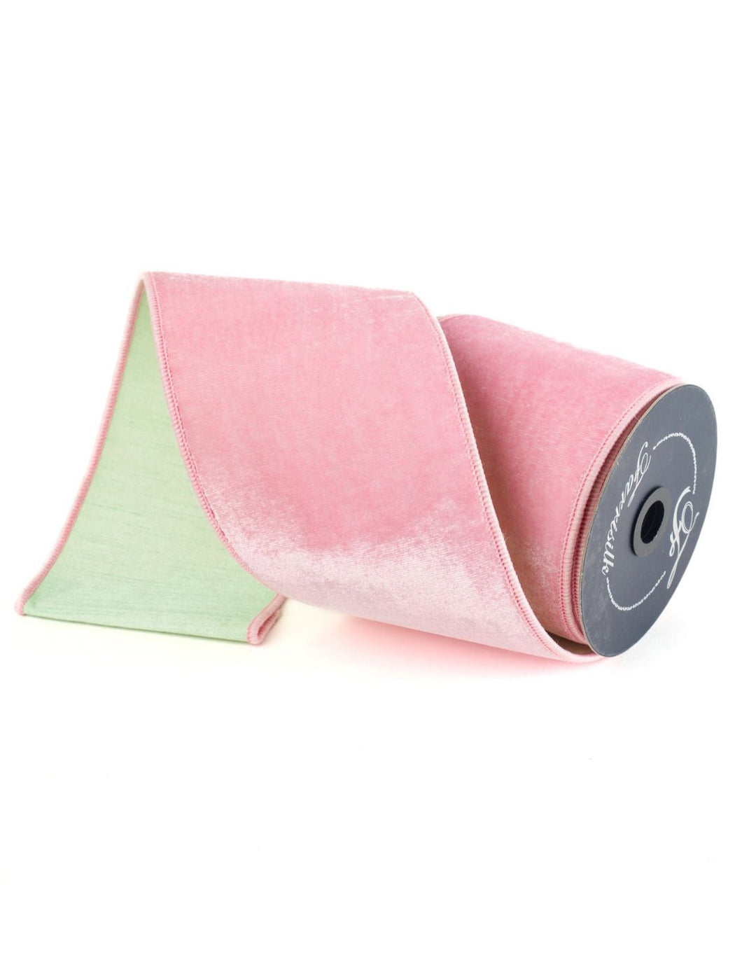 Two tone, sherbet mint and pink plush velvet luster 4” farrisilk wired ribbon - Greenery MarketRibbons & Trim