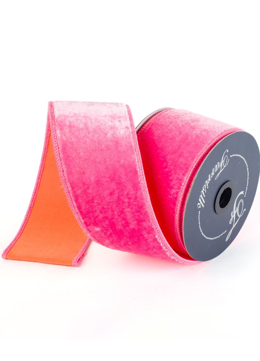 Two tone, sherbet orange and pink plush velvet luster 2.5” farrisilk wired ribbon - Greenery MarketRibbons & TrimRK741 - 74