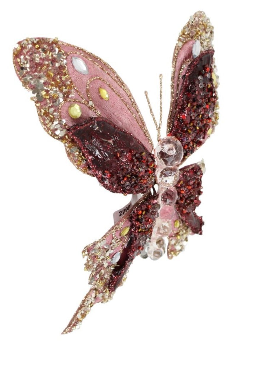 Velvet and jeweled butterfly clip - gingerberry - Greenery Market229813