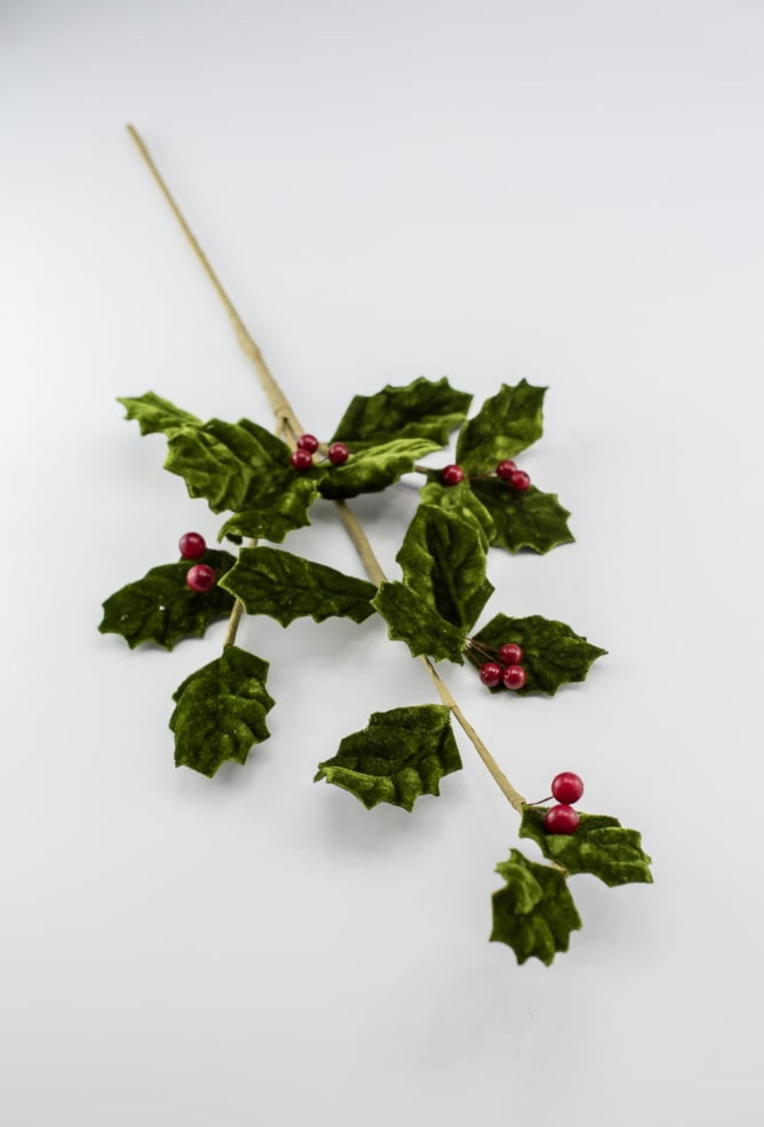 Velvet holly with red berries spray - Greenery Marketgreeneryxh535 - gr