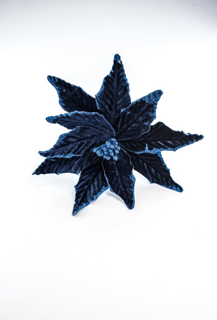 Velvet poinsettia - navy blue with shimmer edge - Greenery MarketWinter and Christmas85517nvbl