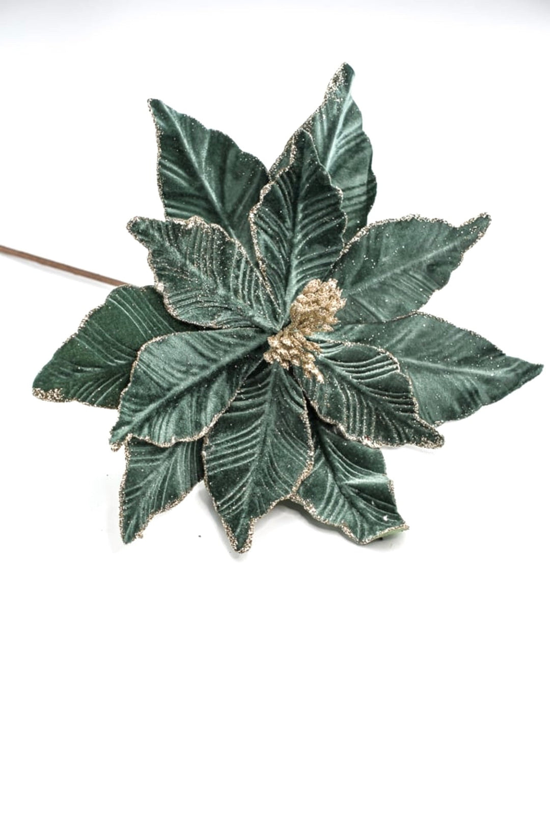 Velvet poinsettia stem - blue green - Greenery Market227550