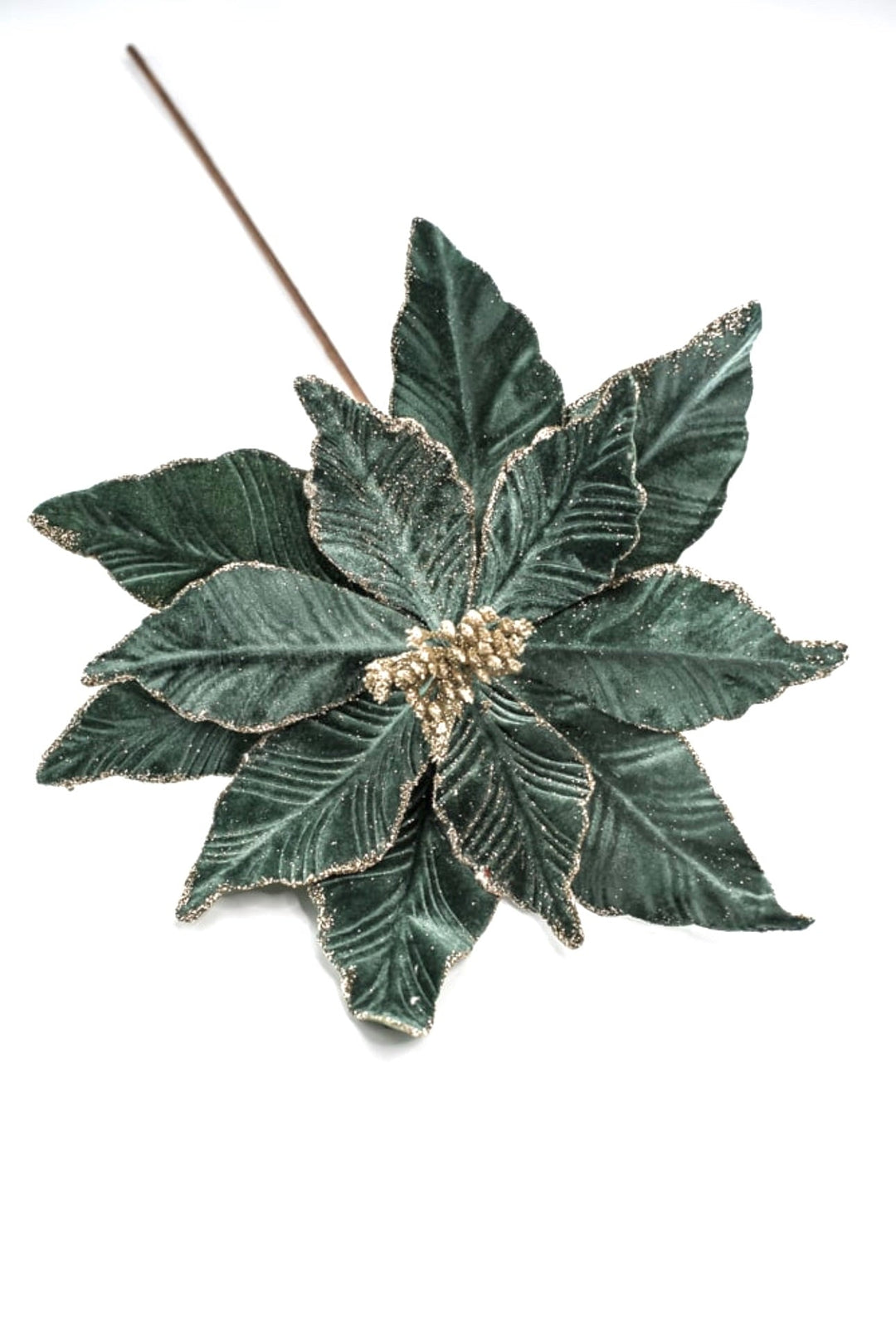 Velvet poinsettia stem - blue green - Greenery Market227550