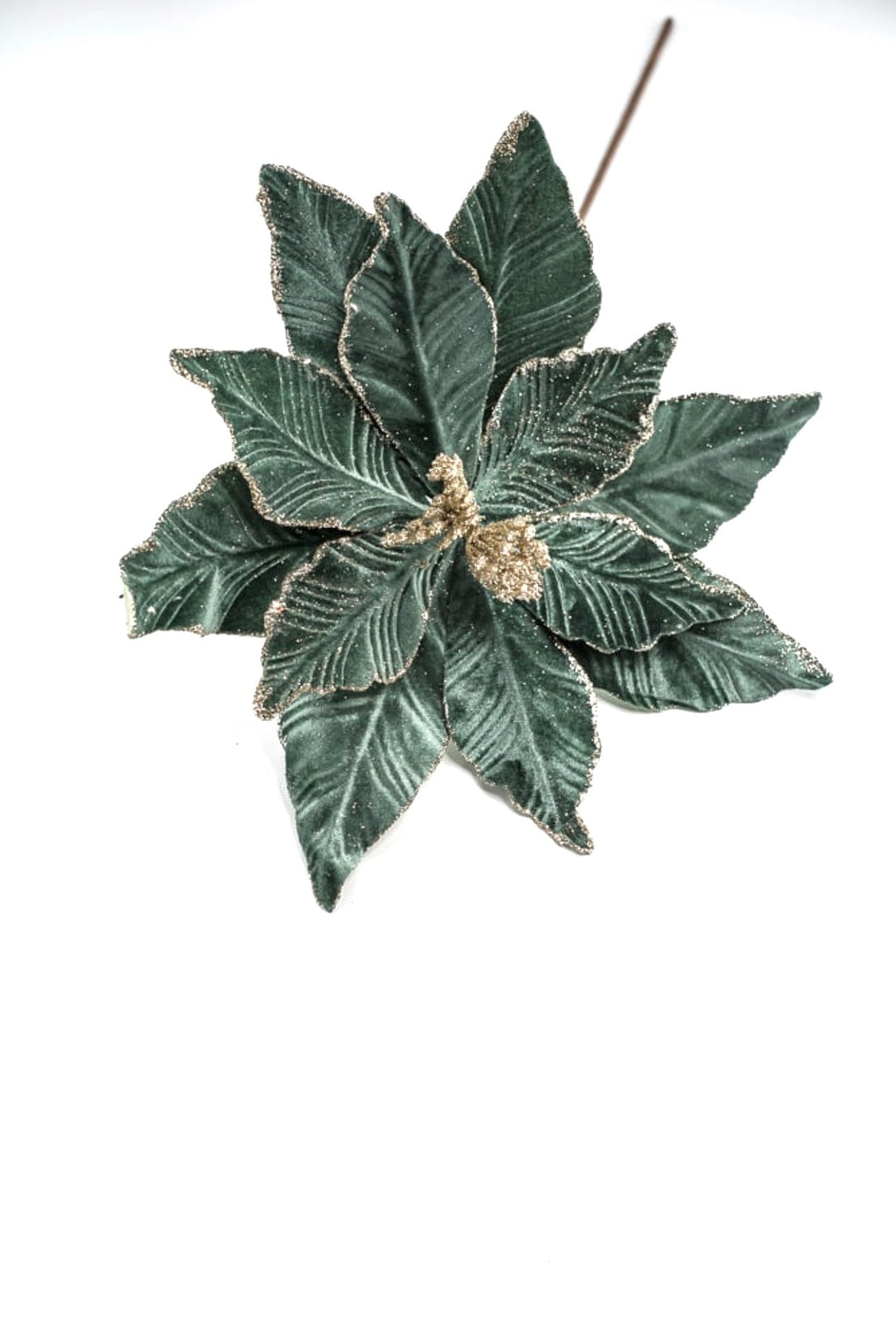 Velvet poinsettia stem - blue green - Greenery Market227550