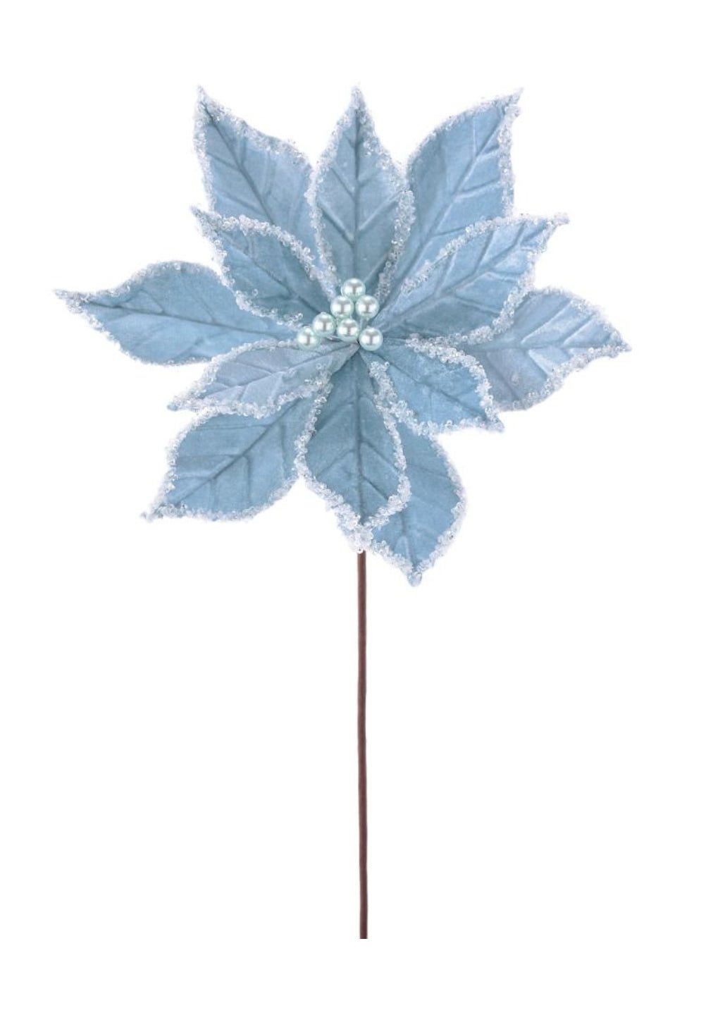 Velvet poinsettia stem - blue - Greenery Market187499