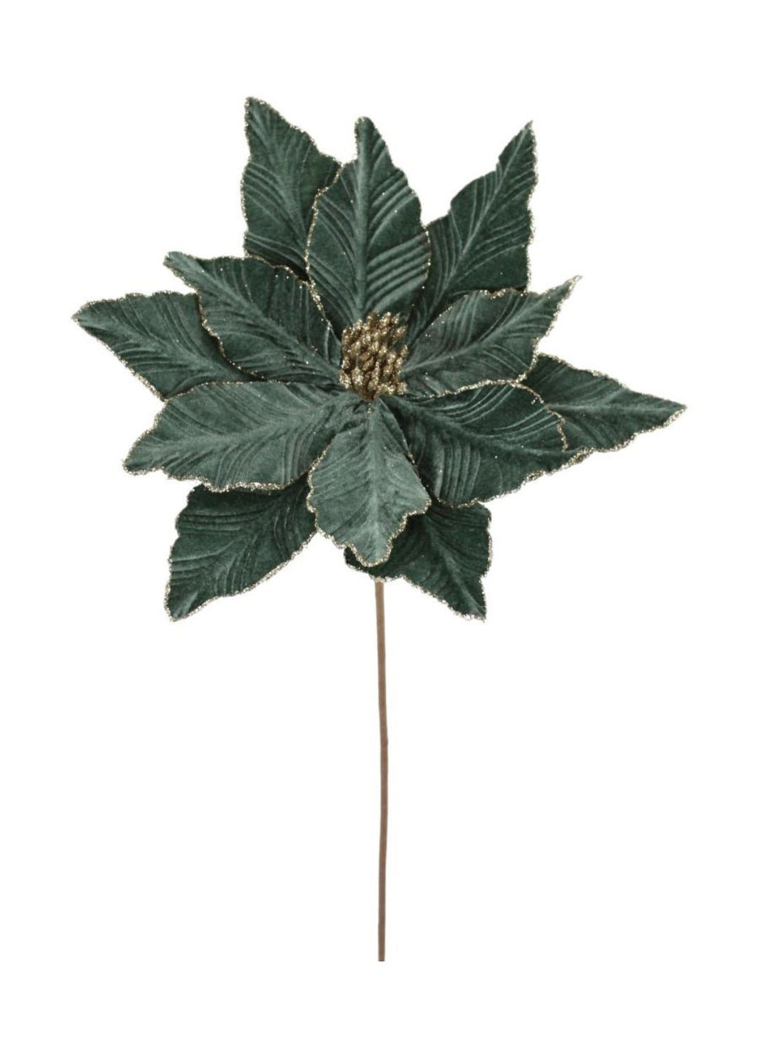 Velvet poinsettia stem - green - Greenery Market227550