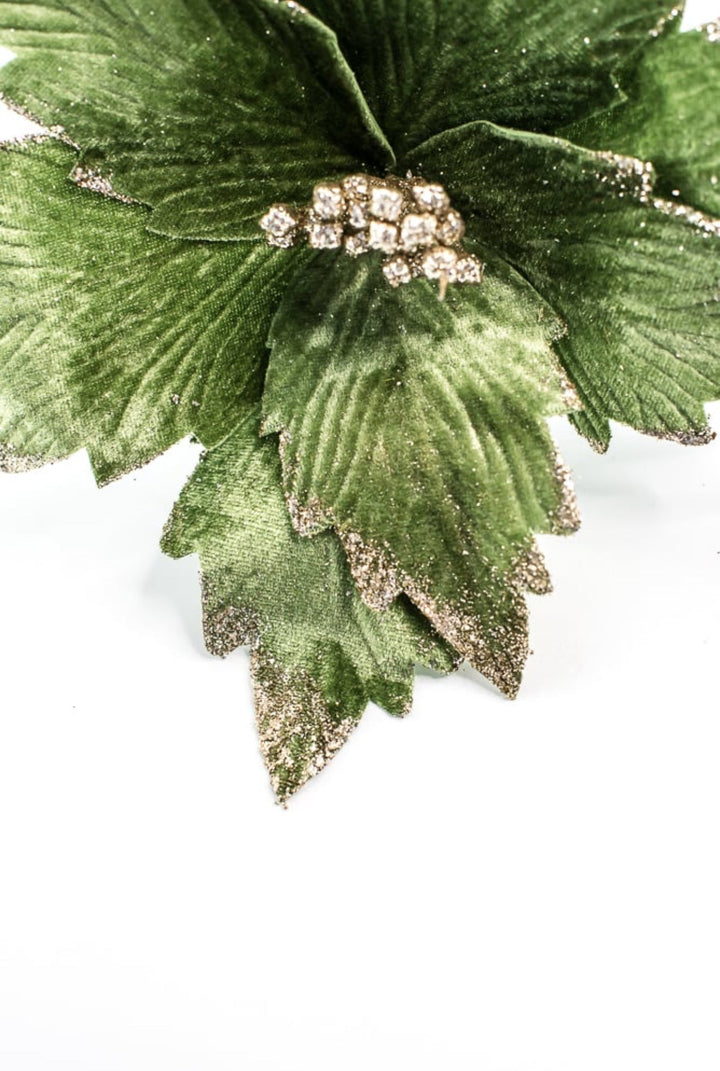 Velvet poinsettia stem - green - Greenery Market235301