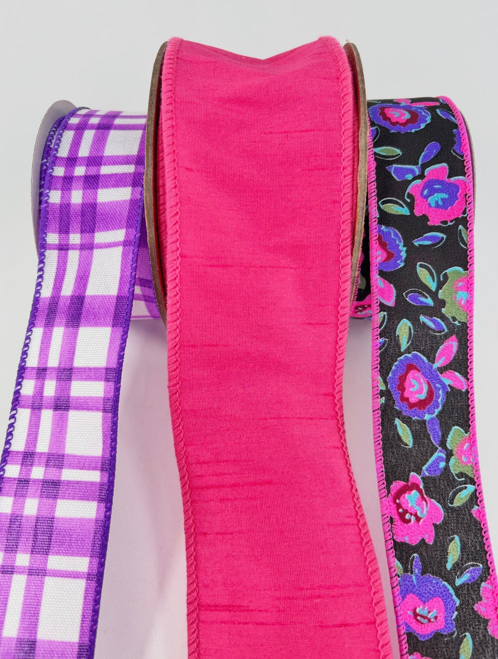 Vibrant Purple Flower Bow Bundle x 3 wired ribbons - Greenery MarketWired ribbonVibrantPinkx3