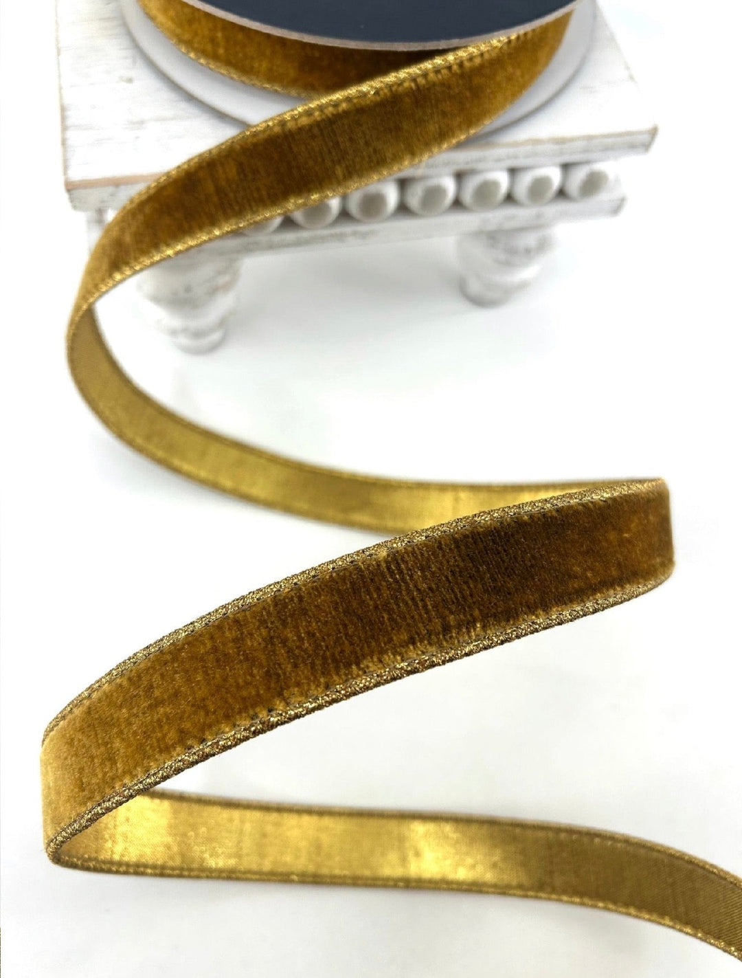 Vintage gold plush velvet luster 1” farrisilk wired ribbon - Greenery MarketRibbons & TrimRV001-09