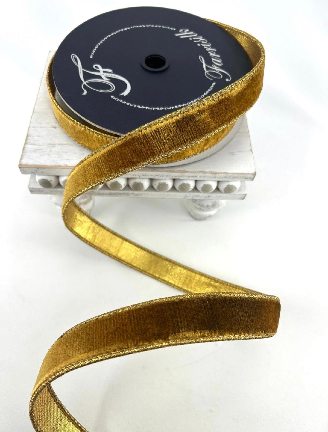 Vintage gold plush velvet luster 1” farrisilk wired ribbon - Greenery MarketRibbons & TrimRV001-09