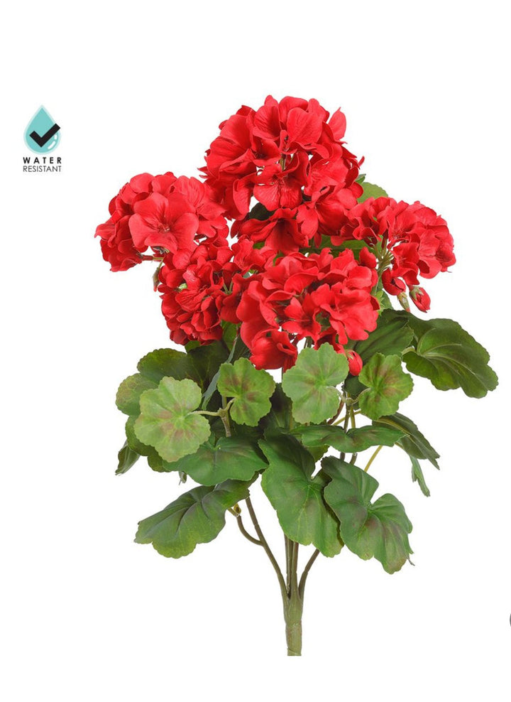 Water resistant, faux geranium bush, red - Greenery MarketFBG533 - RE