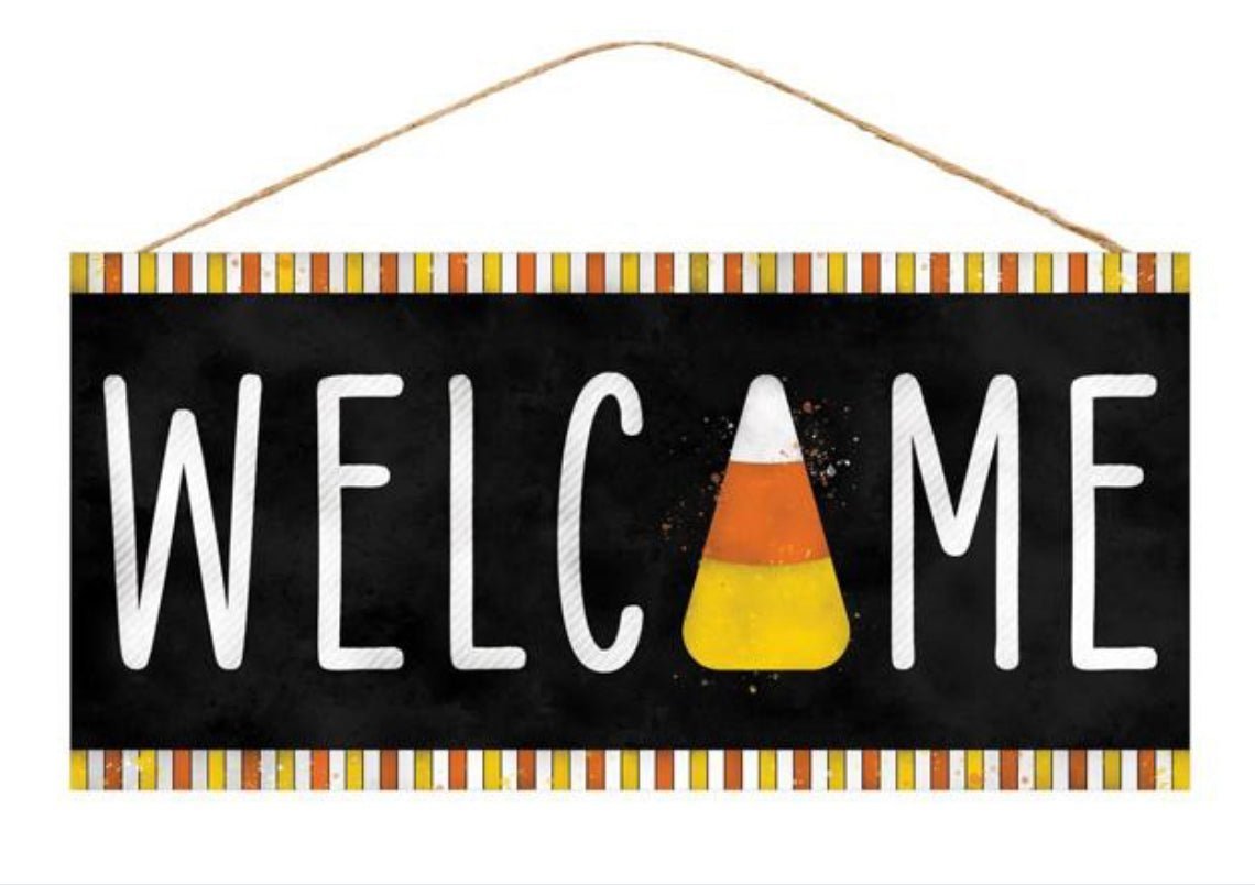 Welcome candy corn sign - Greenery Marketsigns for wreathsAP7003