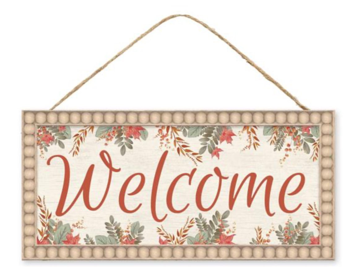 Welcome floral sign - wine and plum - Greenery Marketsigns for wreathsAP7298