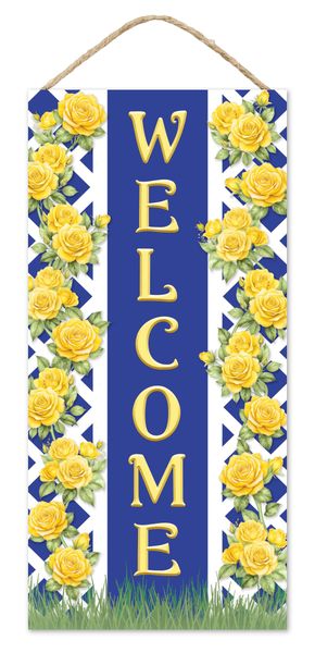 Welcome With Rose Trellis Sign - Greenery MarketNovelty SignsAP738280