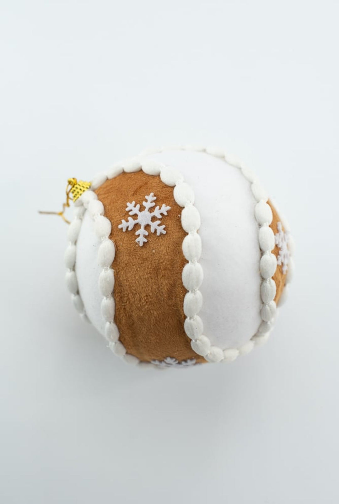 White and Brown Gingerbread Swirl Ornament Ball - Greenery Market86502WTBN