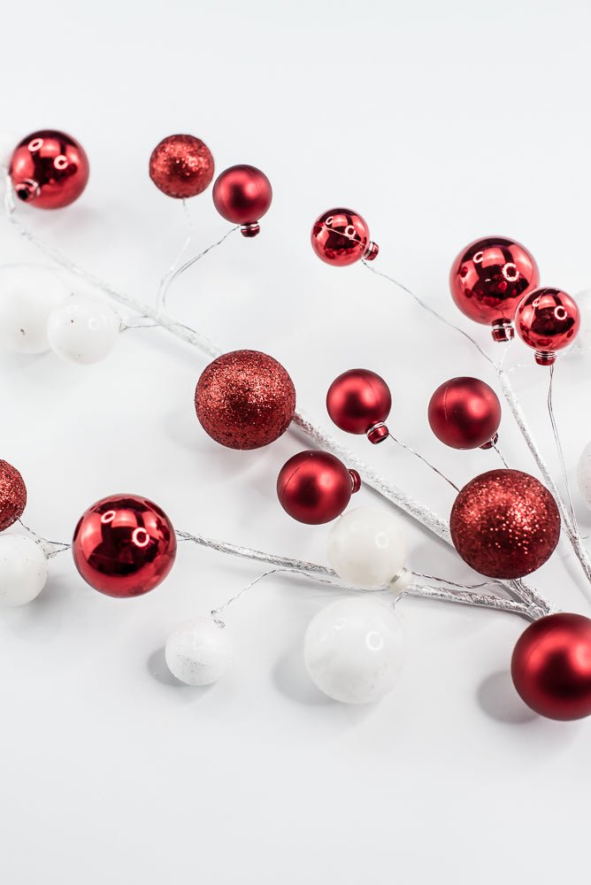 White and Red Glitter Mixed Ball - Greenery Market40339 - WTRD