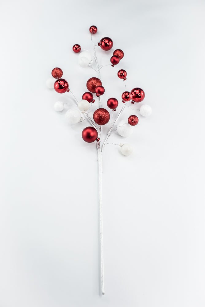 White and Red Glitter Mixed Ball - Greenery Market40339 - WTRD