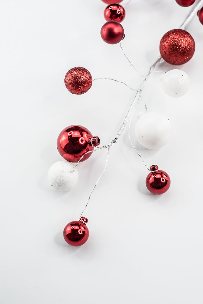 White and Red Glitter Mixed Ball - Greenery Market40339 - WTRD